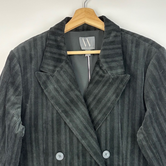 Worthington Womens Size 18 Double Breasted Blazer Jacket Forest Green Corduroy - Picture 3 of 11